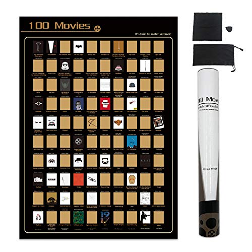 NTZS100 Movies Scratch Off Poster - Top Films of All Time Bucket List (16.5' x 23.4') Christmas...