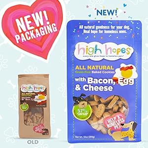 High hopes  every sale gives hope to homeless pets  bacon egg and cheese baked dog treats 10 ounce bag pack of 2 all natural dog treats grain free dog biscuits baked dog cookies   cucciolini doodles