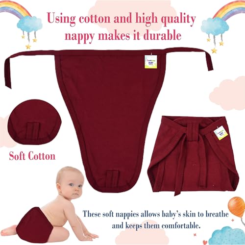 Image of Toddylon New Born Baby's Cotton Cloth Diapers | Langot | Nappy U Shaped Washable And Reusable Nappies (0-6 Months, Pack Of 10)
