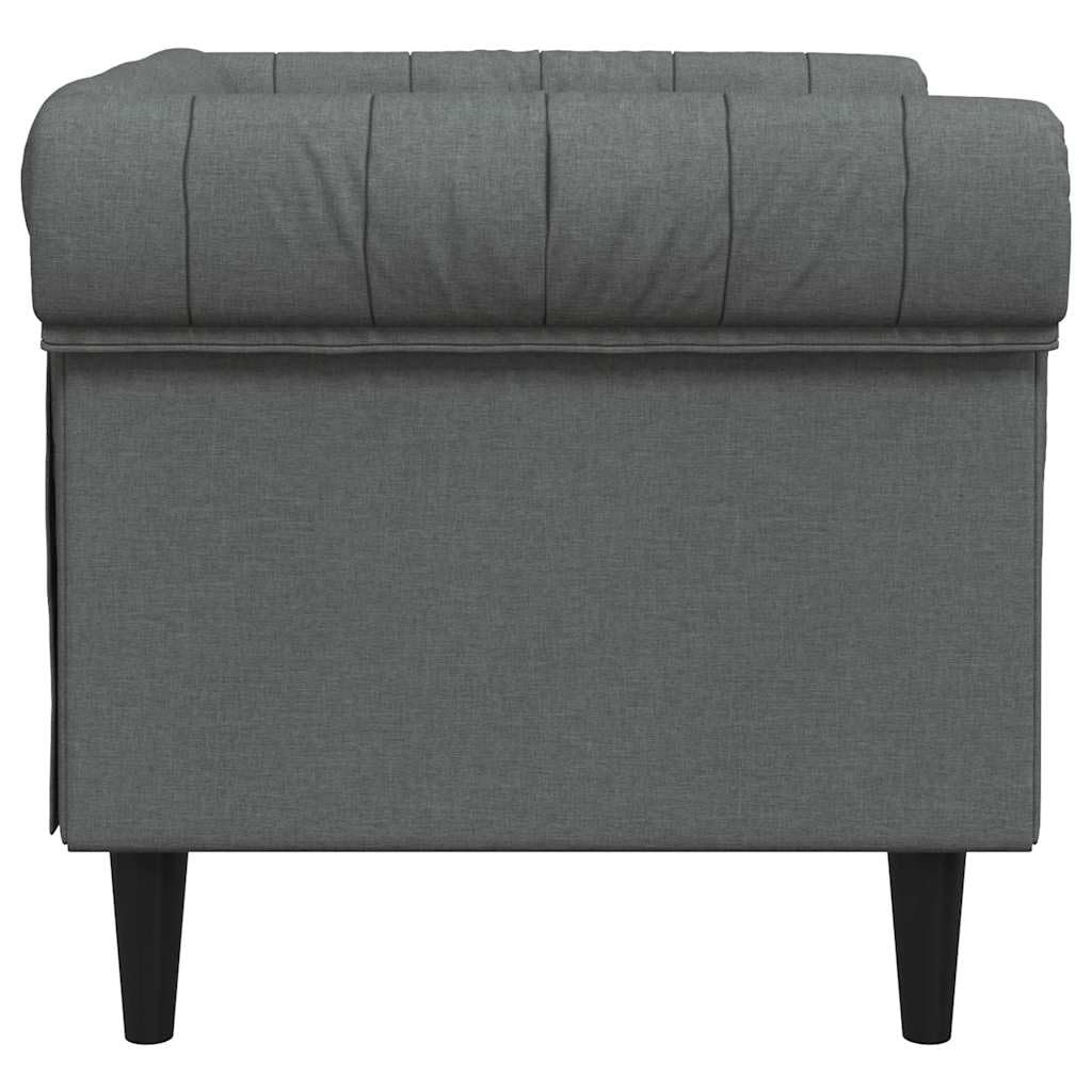 vidaXL Chesterfield Sessel, Polstersessel mit Armlehnen Rückenlehne Stützbeine, Loungesessel für Wohnzimmer, Clubsessel, Modern, Dunkelgrau Stoff