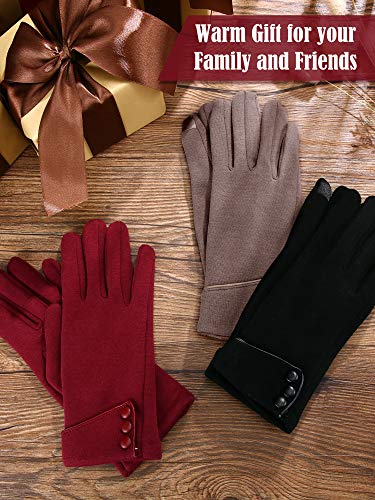 Image of Patelai 3 Pairs Womens Gloves Winter Touchscreen Texting Phone Windproof Gloves Warm Fleece Lined Cold Weather