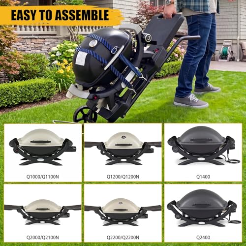 Image of Portable Grill Cart for Weber Q1200, Q1000, Q2200, Q2000, Collapsible Griddle Stand for Blackstone 17 inch 22 inch Table Top Griddles, Outdoor Portable Folding Cart