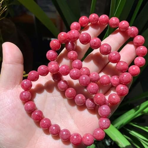 10Mm Rhodonite Bracelet For Women Men | Natural Handmade Stretch Pink Gemstones Jewelry For Love, Improve Interpersonal Relationship, Anxiety Relief Healing Spritual Gift For Friends Familys #TOP3
