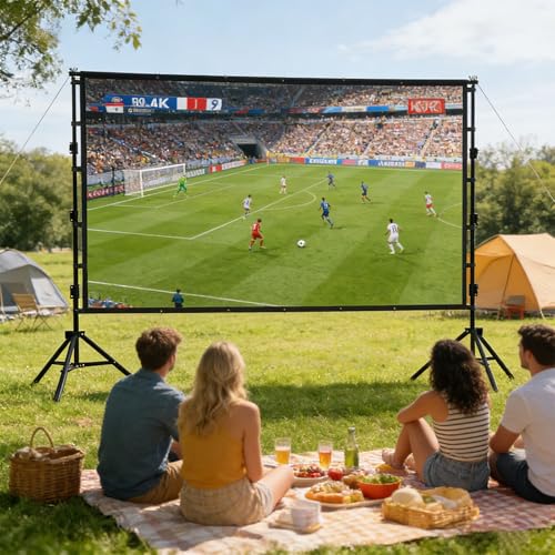 Pantalla de proyección doble soporte 16:9 para exteriores 120 pulgadas miniatura 7