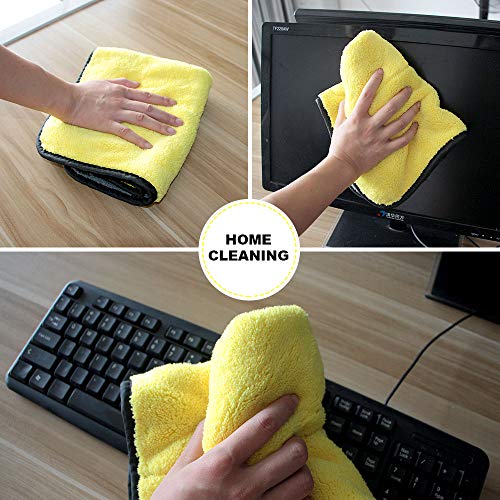 Auto Care 920GSM Super Thick Microfiber Car Cleaning Cloth Detailing Towel 15'' x 17.7'' (Blue/Gray-3PCS)