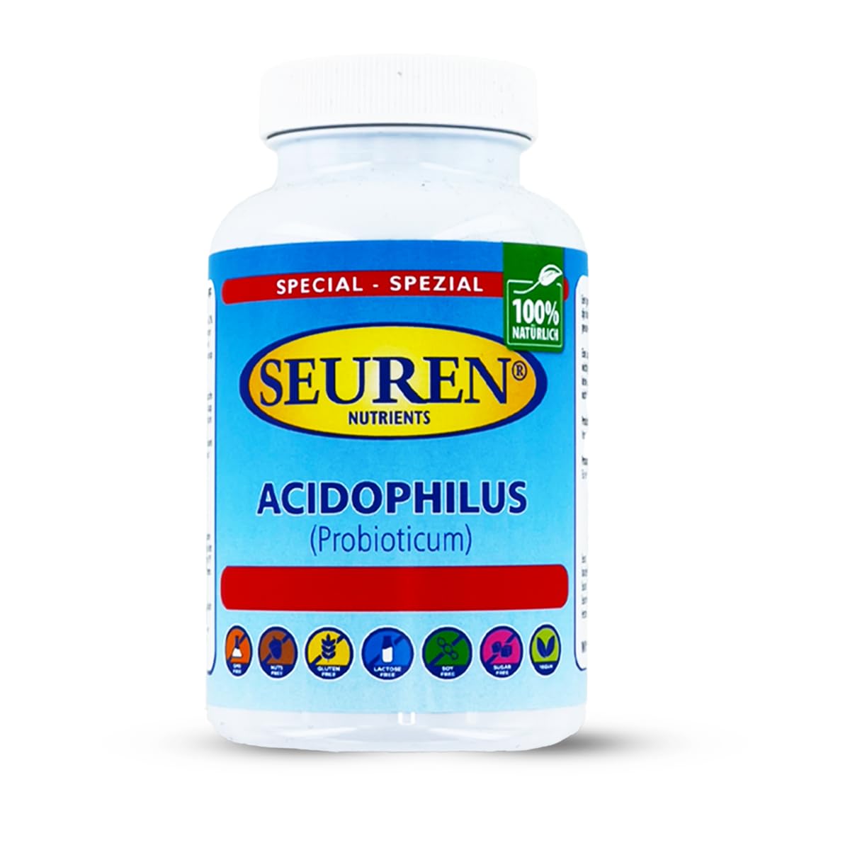 Seuren Nutrients | Acidophilus acondicionador intestinal 100 cápsulas Probiótico Sin gluten | Sin lactosa | Sin azúcar 100% natural