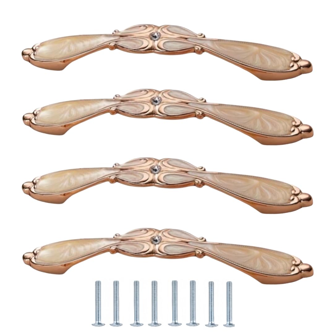 NLQCSXWEP Zinc Alloy Cabinet Bow Handle, Zinc Alloy Aluminum Cabinet Handles 4-Pack Multicolor(574-96mm Yellow Peach Aluminum Alloy)