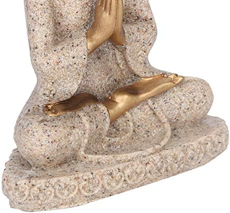 BORDSTRACT Small Buddha Statue, Carved Statue, 3.1 inch Mini Sandstone Guanyin Statue, Buddha Statue for Home Decor, Meditation, Feng Shui, Gift (Golden A)