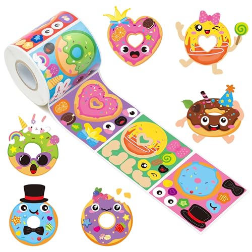 Haooryx Donut DIY Sticker Roll, 300Pcs Make Your Own Chocolate Donut Stickers