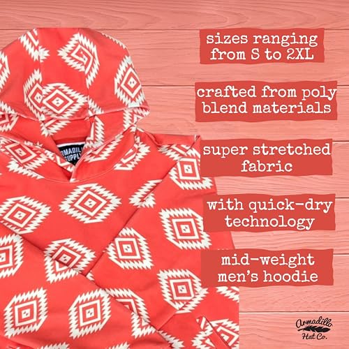 Armadillo Hat Co. Scottsdale Hoodie – Poly Blend, Quick Dry Super Stretch, Ultimate All Day Men’s Pullover Orange4