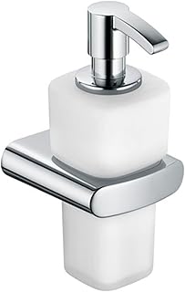 KEUCO Schaumseifenspender mit Halter und Pumpe, Metall verchromt, Seifenspender für Bad und Gäste-WC, Wandmontage, Elegance