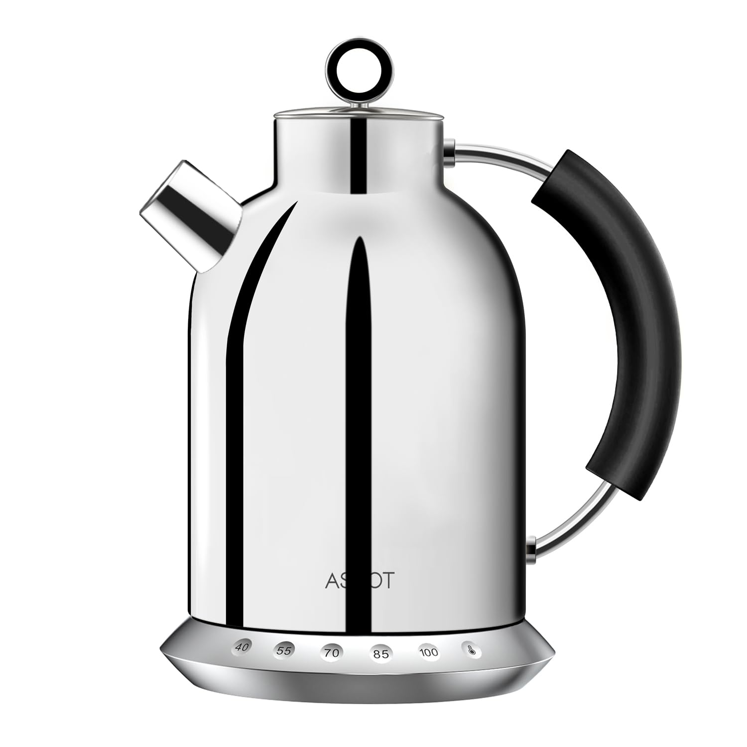 ASCOT Wasserkocher Edelstahl mit 5 variablen Voreinstellungen, Elektrischer Teekessel Kaffee Wasserkocher, 30Mins warm halten, 2200 Watt Schnellheizung, 1.5L