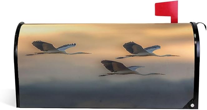 Herons Brid Flying Magnetic Mailbox Cover Large Size 25x21 Inch Letter Box Covers Decorative Mailbox Wrap for Home Garden Decor