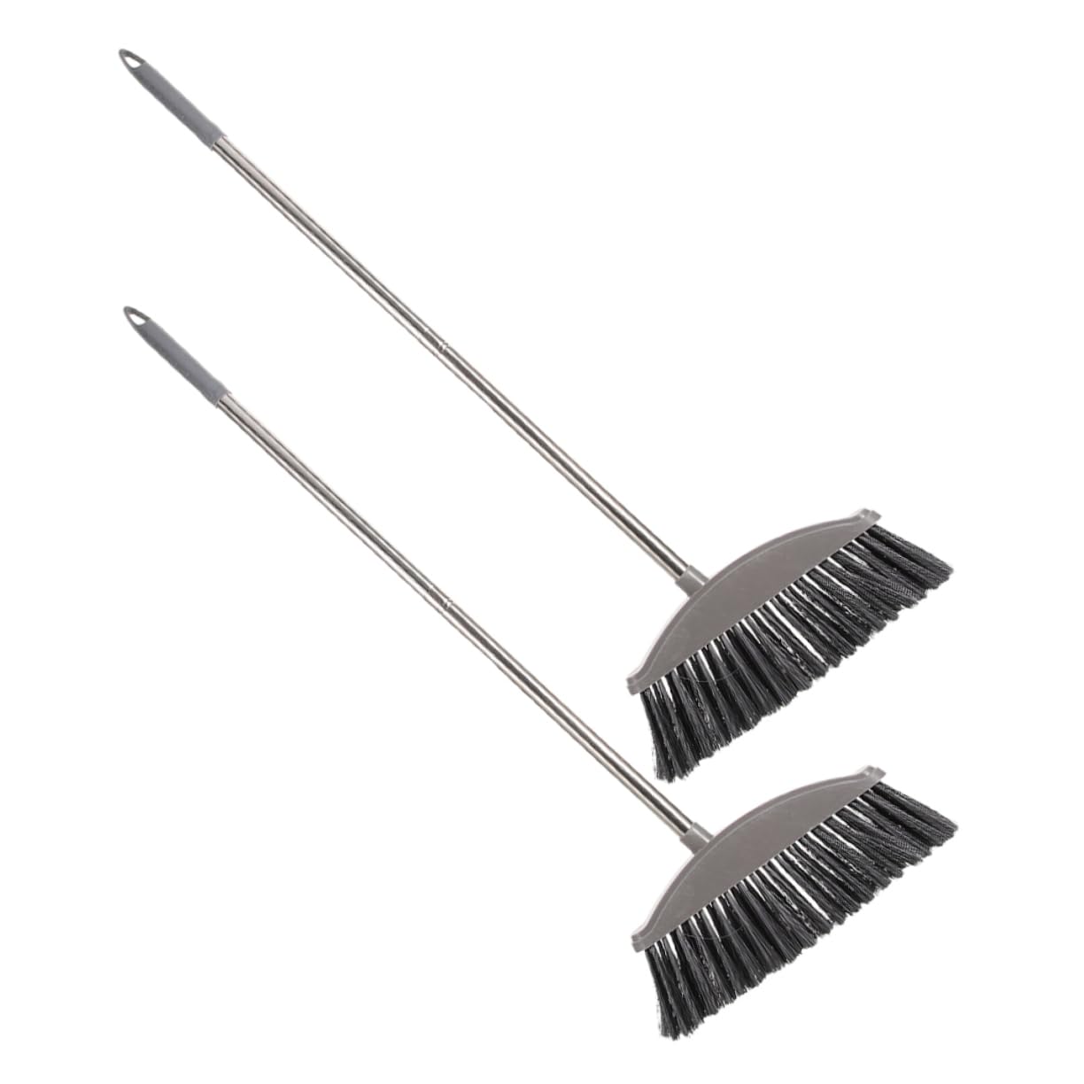 GRIRIW 2pcs Long Handle Heavy Duty Stainless Steel Family Clean Broom for Efficient Floor Sweeping for Home Cleaning Kitchen Garage and More