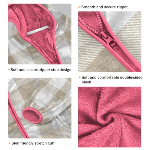 GuoChe Taupe Plaid Beige Sherpa Jacket3