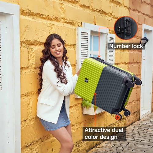 Image of Nasher Miles Istanbul Hard-Sided ABS and PC Cabin Luggage 20 inch | 55cm | 8 Wheels Small Trolley Bag for Travel | Suitcase (Lime Green Olive)