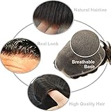 Hairnotion Echthaar Toupet Schweizer Spitze Maenner Haarteil 8“X 10” Perücke für Männer 1b#