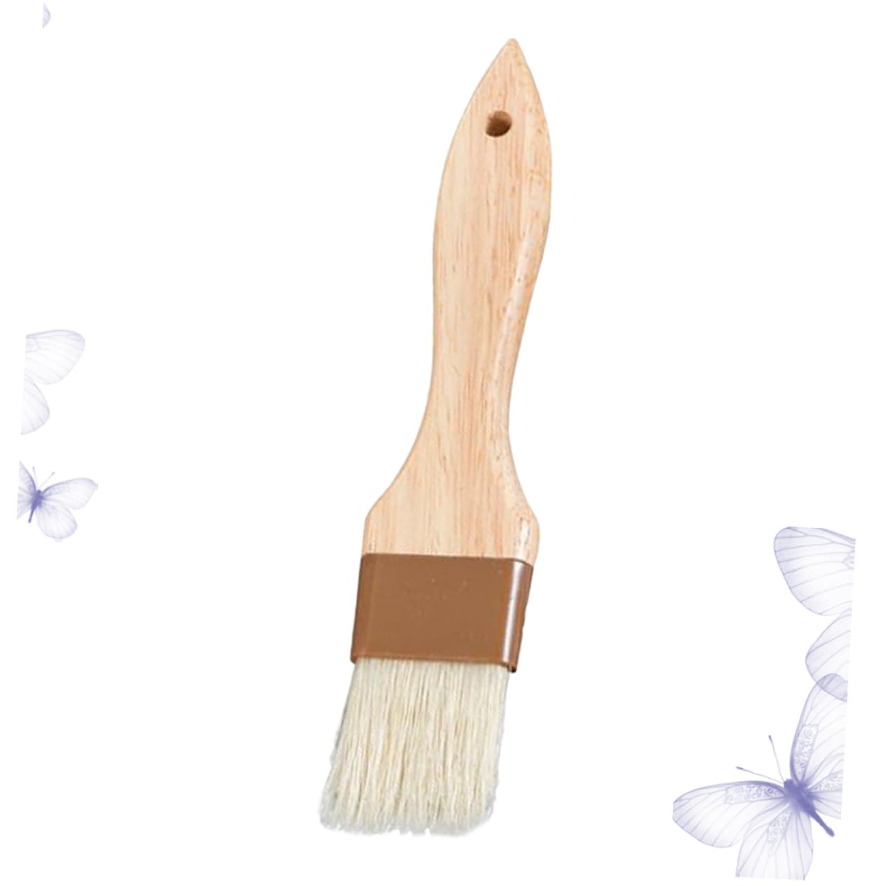 Cabilock 1pc Bbq Brush Heat Resistant Wool Basting Brush with Wooden Handle for Baking Cooking and Roasting Versatile Kitchen Utensil Khaki Color for