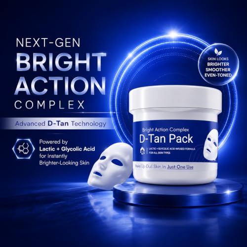 Image of OxyGlow Herbals Bright Action Complex D-Tan Pack 500g | Bright Action Complex | Lactic & Glycolic Acid Infused Formula | Helps Reduce Tan and Dullness | For Brighter, Smoother-Looking Skin | All Skin Types