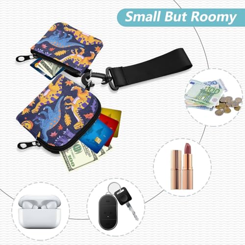 Spooky Season Jurassic T-rex Women's Wallets Card Cases Large Capacity Credit Card Wallet Organizer with Zipper Coin Pocket for Lady 2 Packs2