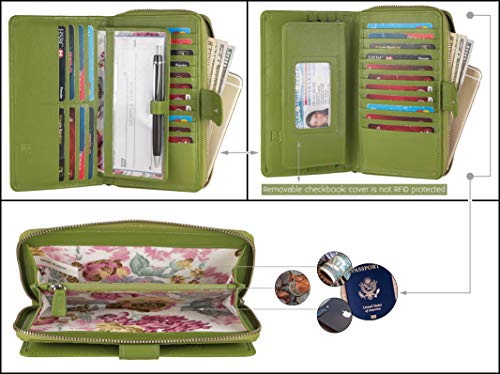 Image of Big Fat RFID Blocking Leather Organizer Checkbook Wallets For Women - Clutch
