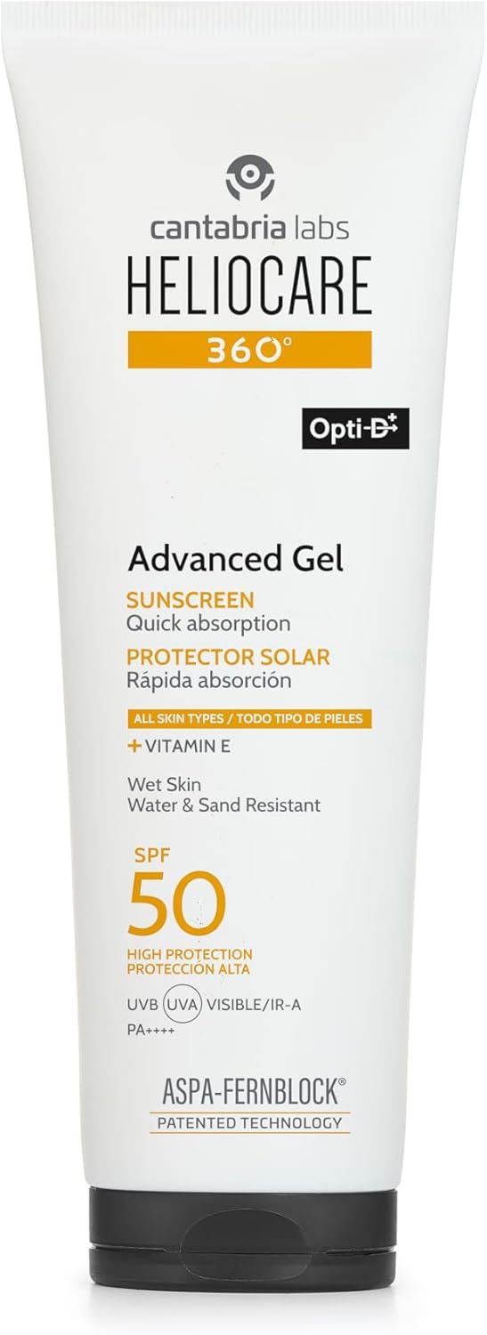 Cantabria Labs Heliocare 360º Advanced Gel Spf 50- Crema Solar Corporal, Textura Gel, Ligera, Rápida Absorción, Sin Efecto Blanqueante, Antioxidante, Todo Tipo De Piel, 250ml