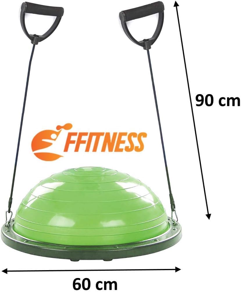 Half Balance Ball with Rope (diametro 60 Cm) + Pompa | Palla Con Elastici Per Home Fitness, Pilates, Yoga, Palestra, Ginnastica