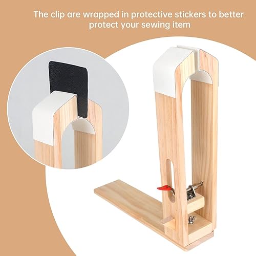 Miniatura 9 de FASTTOBUY Poni de puntada, mesa de poni de costura de cuero, poni de escritorio, abrazadera de caballo de cuero con 4 tiras de arena y 4 papeles de