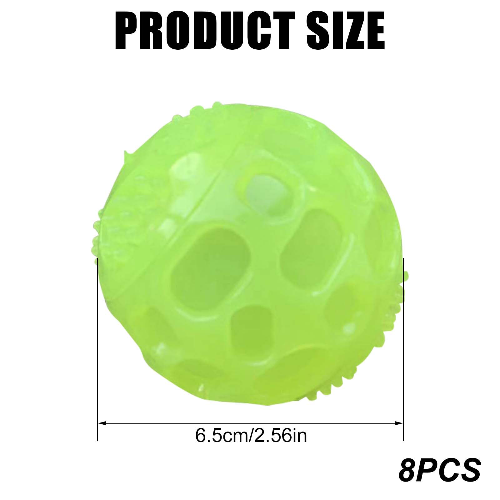 8 sztuk Glow In The Dark piłka dla psa, piszczące piłki dla psów, świecące gumowe piłki dla psów, rozciągliwa, gumowa piłka dla psa, interaktywna piłka do treningu zębów, dla małych, średnich psów