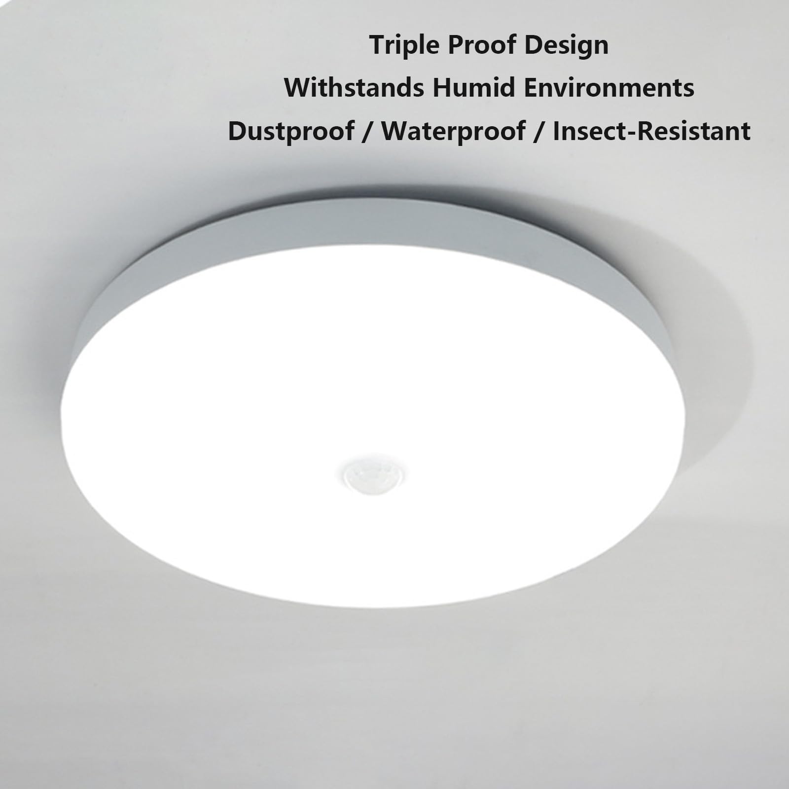 Plafon LED Techo con Sensor de Movimiento Lámpara de Techo con Sensor Crepuscular Interior Lámpara Techo Impermeable Redondo para Garaje Recibidor Pasillo (Blanco,36cm)