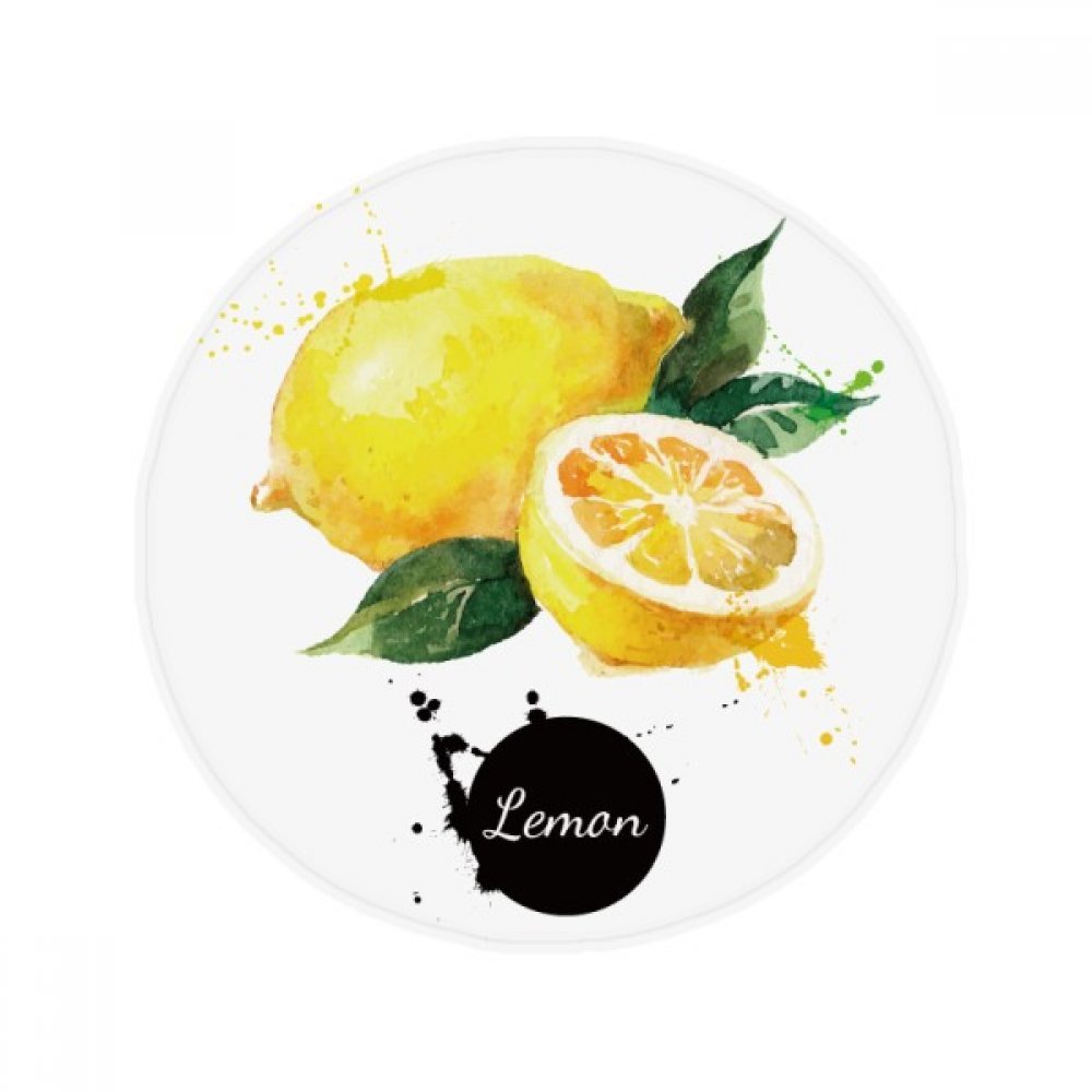 Tapis de sol citron aquarelle rond 50x50 cm cadeau original pour maison et bain