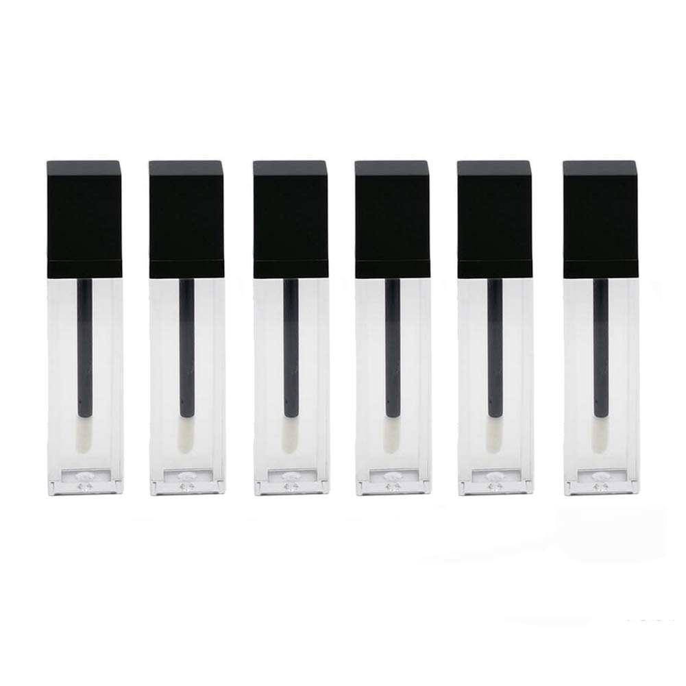6 Stück Leere Lipgloss-Röhrchen – 7 Ml, Quadratisch, Mit Pinselapplikator & Gummistopfen