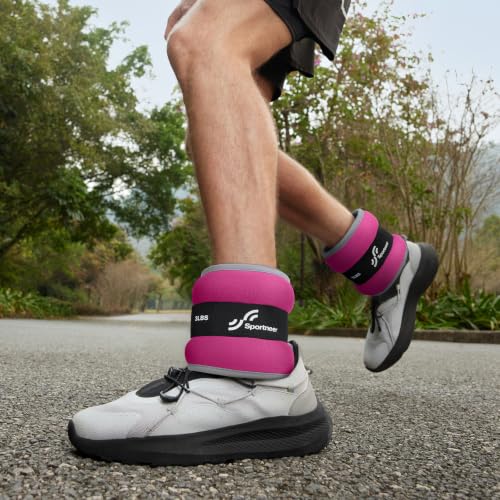 Image of Sportneer Ankle Weights Wrist Weights Pair of 1 /2 /4 /6 /10 LBS for Men Women Kids Strength Training Wrist and Ankle Weights Set with Reflective Strips for Dancing Running Walking Fitness Workout Gym