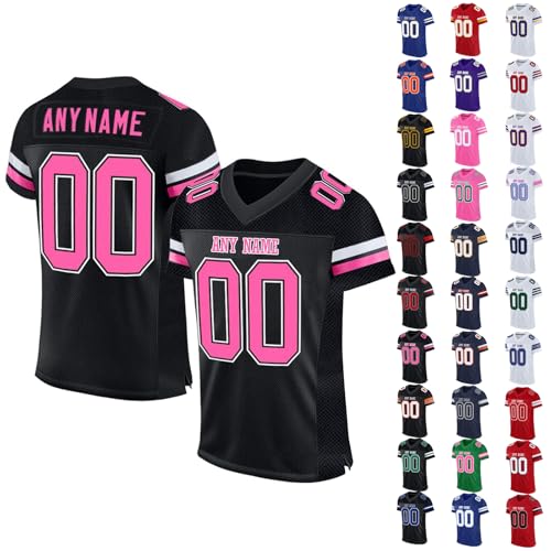 Générique - Maillot Personnalisé de Football Américain, pour Enfants, Adultes, Garçons, Filles, Hommes et Femmes, T-Shirt Personnalisé avec Nom, Numéro et Logo (4)