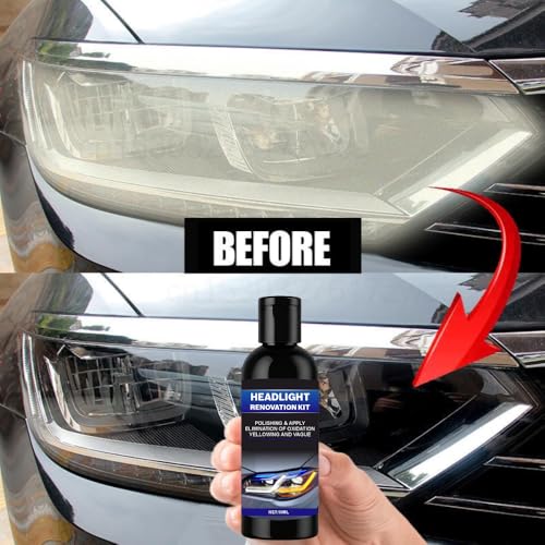 Image of GlareFix Car Headlight Restoration Kit -Removes Yellowing,Fades & Scratch,Long-Lasting Headlight Restoration,50ml Liquid Application Sponge & Cloth Included