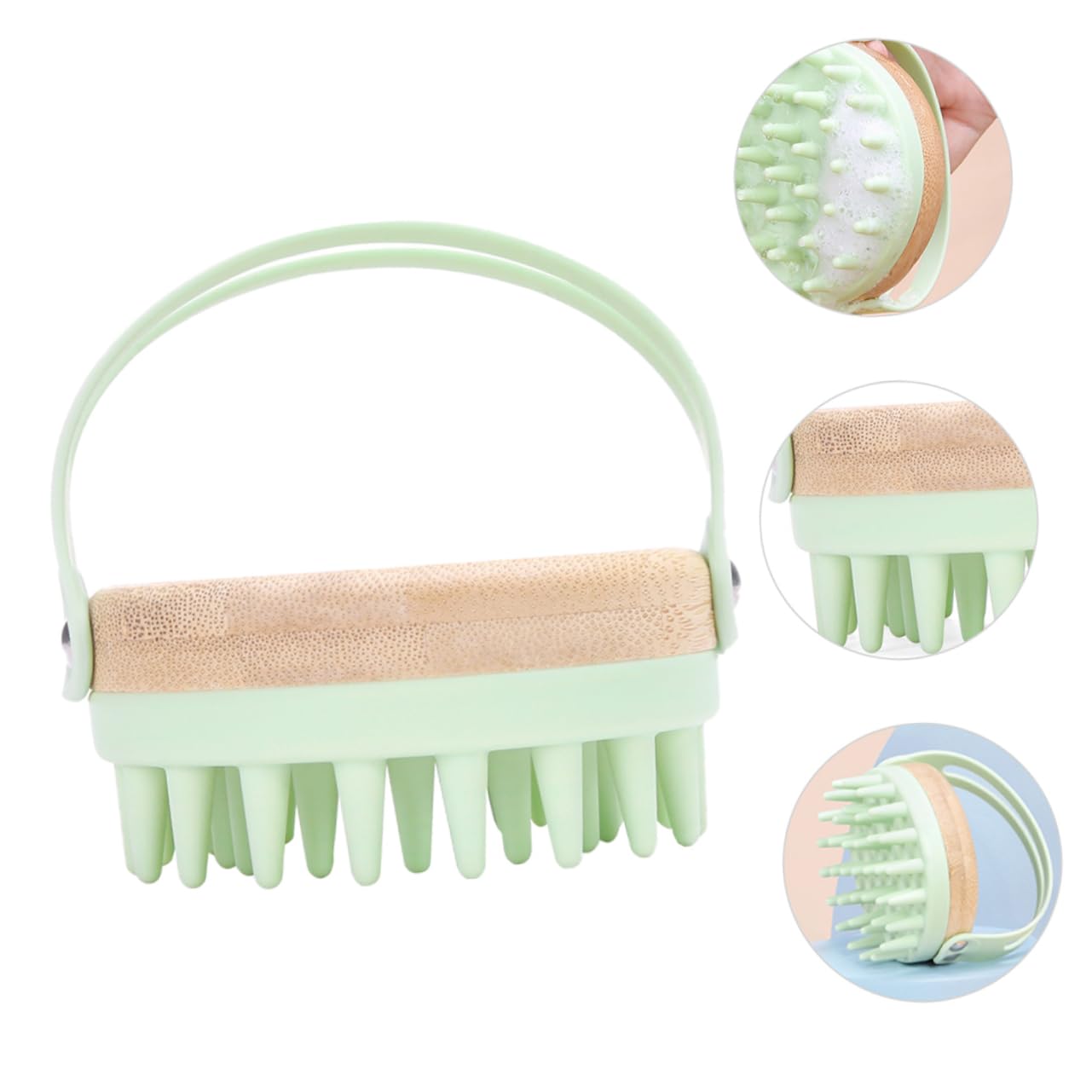 3 Pz Spazzola Per Shampoo Spazzola Per Cuoio Capelluto in Silicone Spazzoloni Siliconici Lavatesta Esfoliante a Antiforfora Commestibile Testa in Silicone Bambù