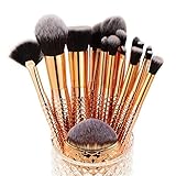 Professional Mermaid Makeup Brushes Kit 16 Pcs - Makeupstore Cosmetic Makeup Brushes Foundation Eyebrow Eyeliner Blush Cosmetic Concealer Brushes Beauty Tools Brush, Gold