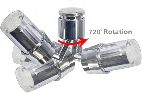 Vista 2 de Alovexiong Paquete de 2 grifos de agua giratorios 720 para fregadero, indicador de temperatura LED, aireador de grifo, latón cepillado, 1.8 GPM, 0.6