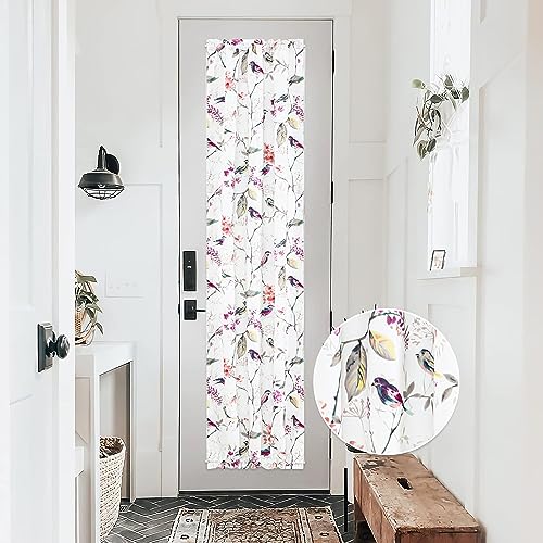 Image of VOGOL Country Style Door Curtains, Bird Pattern Rod Pocket French Door Curtain, Light Filtering Window Panel for Sliding Glass Closet Doorway, 25 x 72, 1 Piece