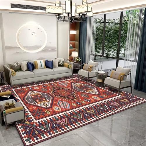 SUNYRDSM Mueble Entrada Alfombra para Salon Alfombrilla Antideslizante para Comedor, de Color Rojo, fácil de Limpiar y Lavable. 160X200CM