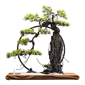 Artificial Trees 21 Inches Artificial Bonsai Tree Potted Plant，Simulation Pine Bonsai With Light，Fake Plants for Desk…