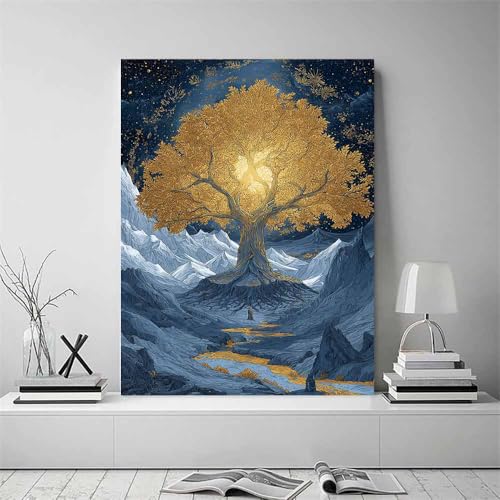 Tableau galaxy et cascades 70x100cm déco chambre moderne