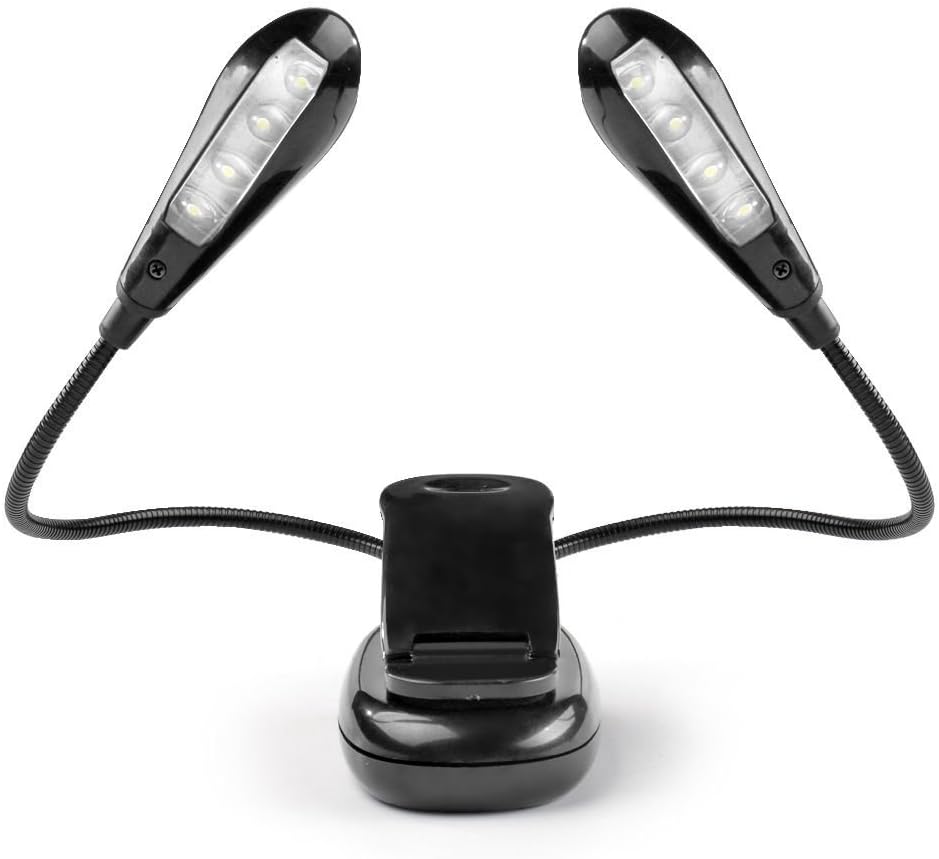 LED Book Light Dual Arm Flexible Clip On Reading Lamp For EReaders Books on Bed
