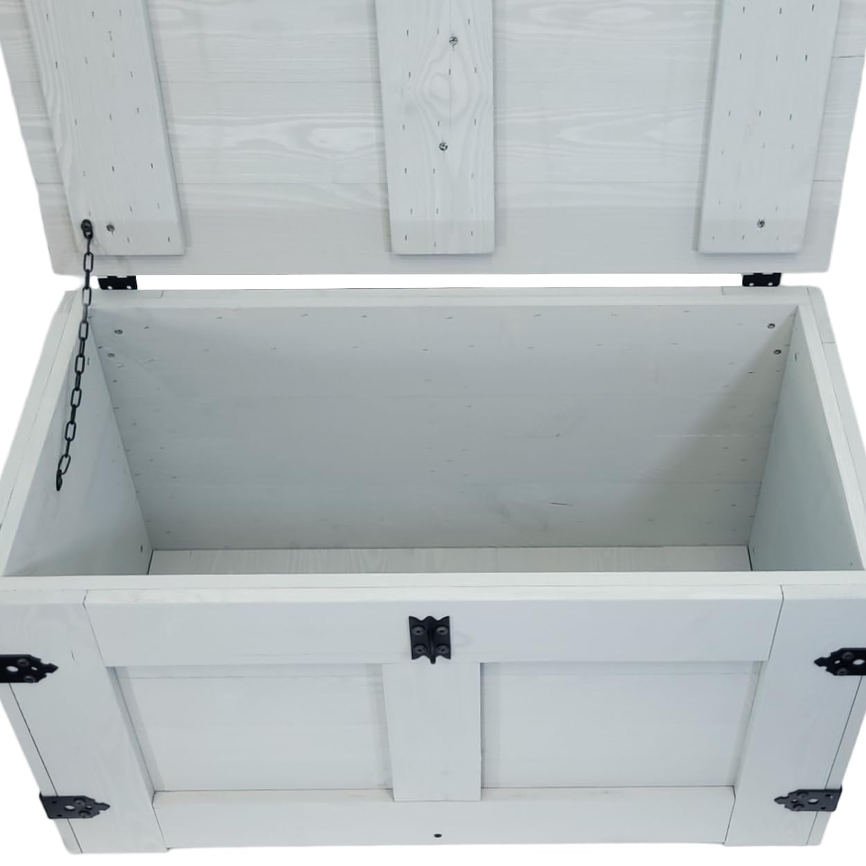 weeco Holztruhe grau Schatztruhe Aufbewahrungsbox. Holzkiste Truhe Couchtisch Beistelltisch Vintage Shabby chic klappbarem Deckel und Stauraum.