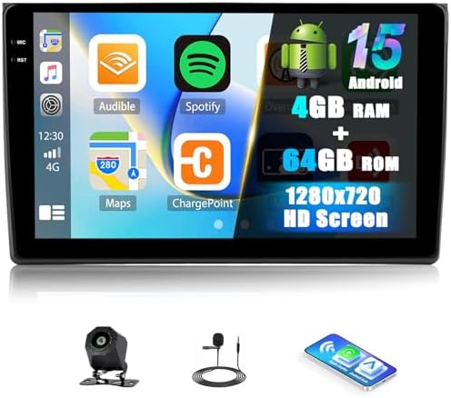4G+64G Android Car Stereo for Audi A4 S4 RS4 2002-2008 Wireless CarPlay Android Auto, 9 inch InCell Touchscreen,GPS Navigation,Bluetooth 5.0 Car Radio, FM/RDS, SWC,EQ Zomolither + AHD Rear Camera