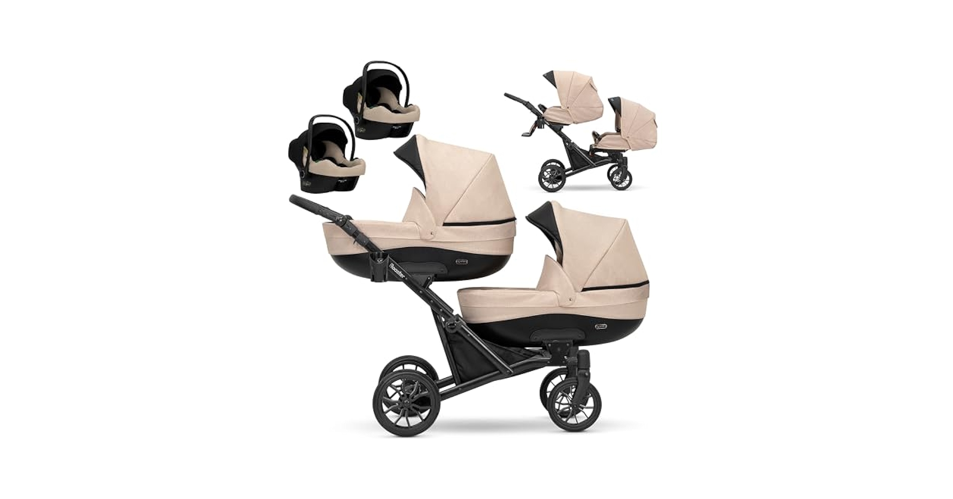 Passeggino Gemellare 3 In 1 KUNERT - Con Navicella, Carrozzina E Seggiolino Auto