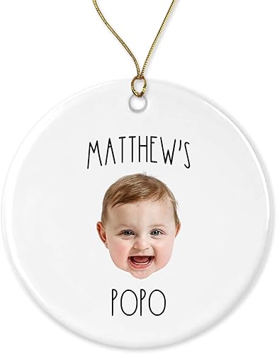 Adorno de foto para bebé, divertido regalo Popo, adorno personalizado para cara de bebé, impreso en ambos lados
