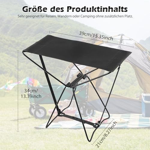 HOSPAOP Mini Klapphocker Faltbar Camping Hocker Angelhocker, Tragbarer Campinghocker Klappbar mit Tragetasche, bis 100KG, Falthocker für Angeln Wandern Gartenarbeit und Strand