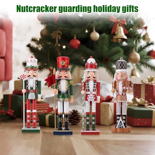 Nutcracker Gingerbread Figure, 14.4 Inch Wooden Christmas Nutcracker Decor, Xmas Nutcracker Figures Mantel Ornament Festival Shelves Decorations
