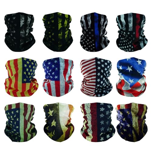 SMEHCF 12 Bandanas Polyvalents pour Femmes Hommes Bandeau Cagoule Foulard Visage Demi-Masque Airsoft Paintball Cache-Cou Respirant Réutilisable Lavable...